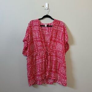 Victoria’s Secret Red/white heart all over print kimono robe - ONE SIZE